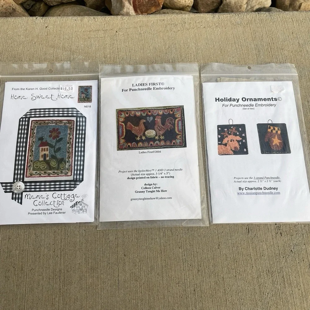Punchneedle Embroidery Lots Lot Of 3 Memes Cottage Ladies First Charlotte Dudney